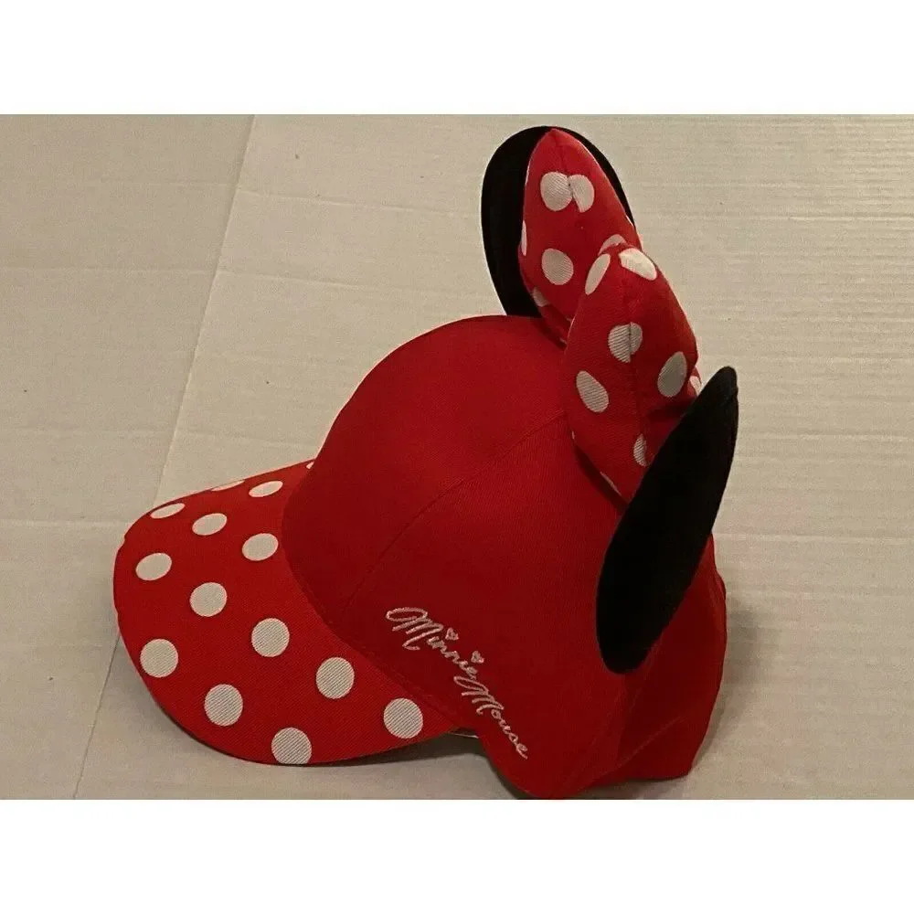 DISNEY Parks Minnie Mouse Cap Hat‎ Ears & Bow Snapback Youth Polka Dots NEW